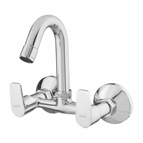 Sink Mixer Wall Mounted with Swinging Spout Chrome